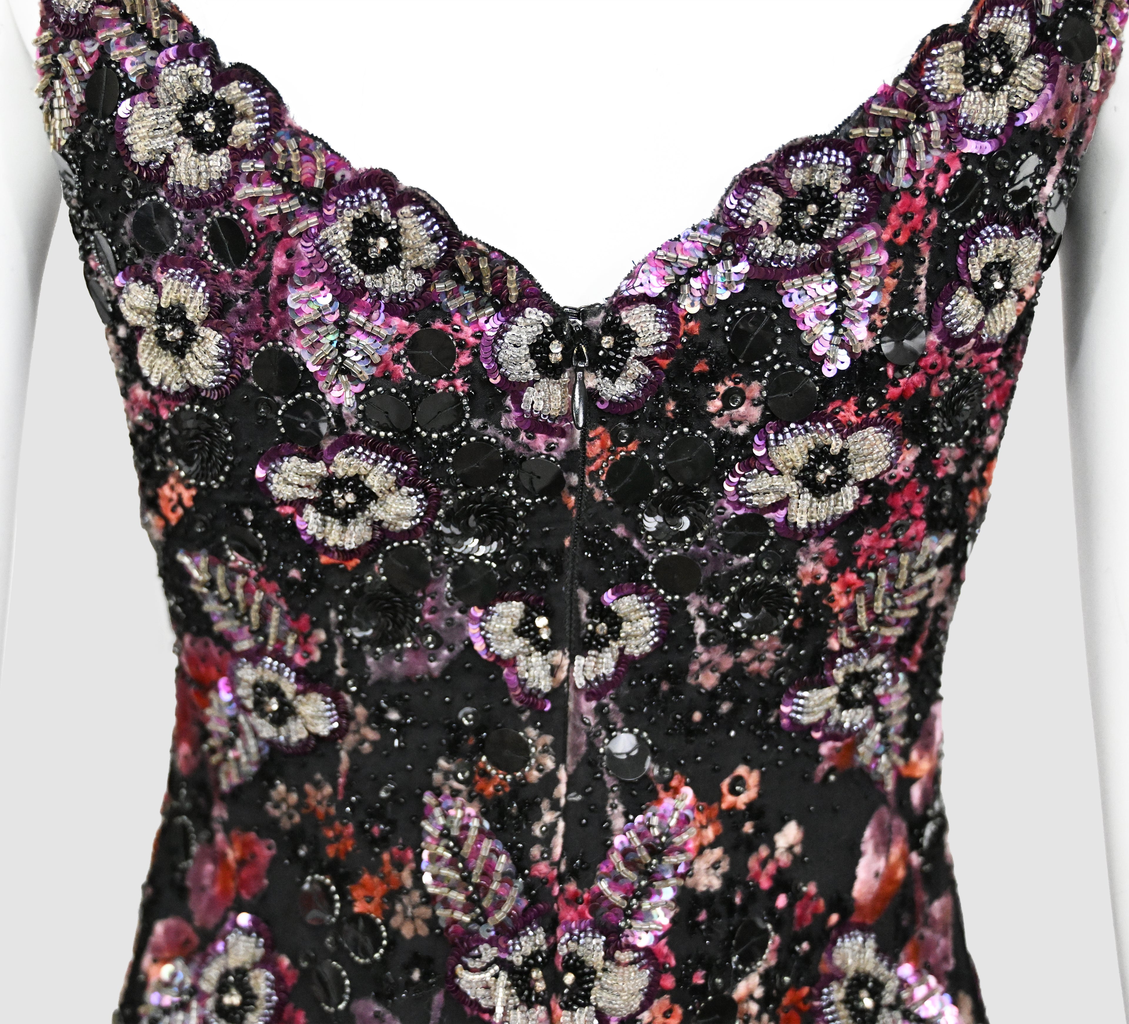 Badgley Mischka FW 2000 Runway Embellished Velvet Dress