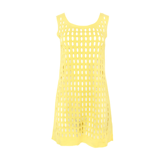 Hiroko Koshino Perforated Yellow Dress