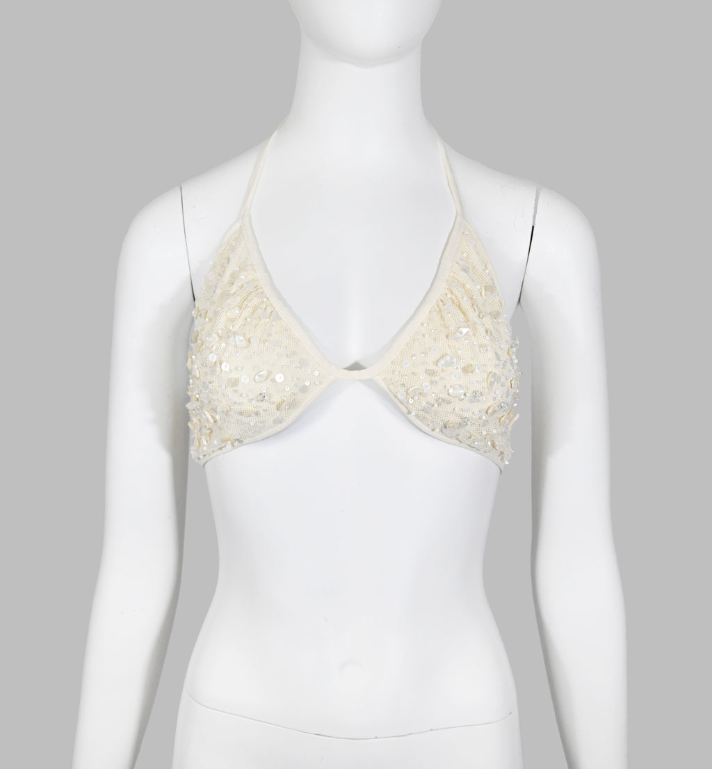 Valentino Shell Embellished Tulle Bra