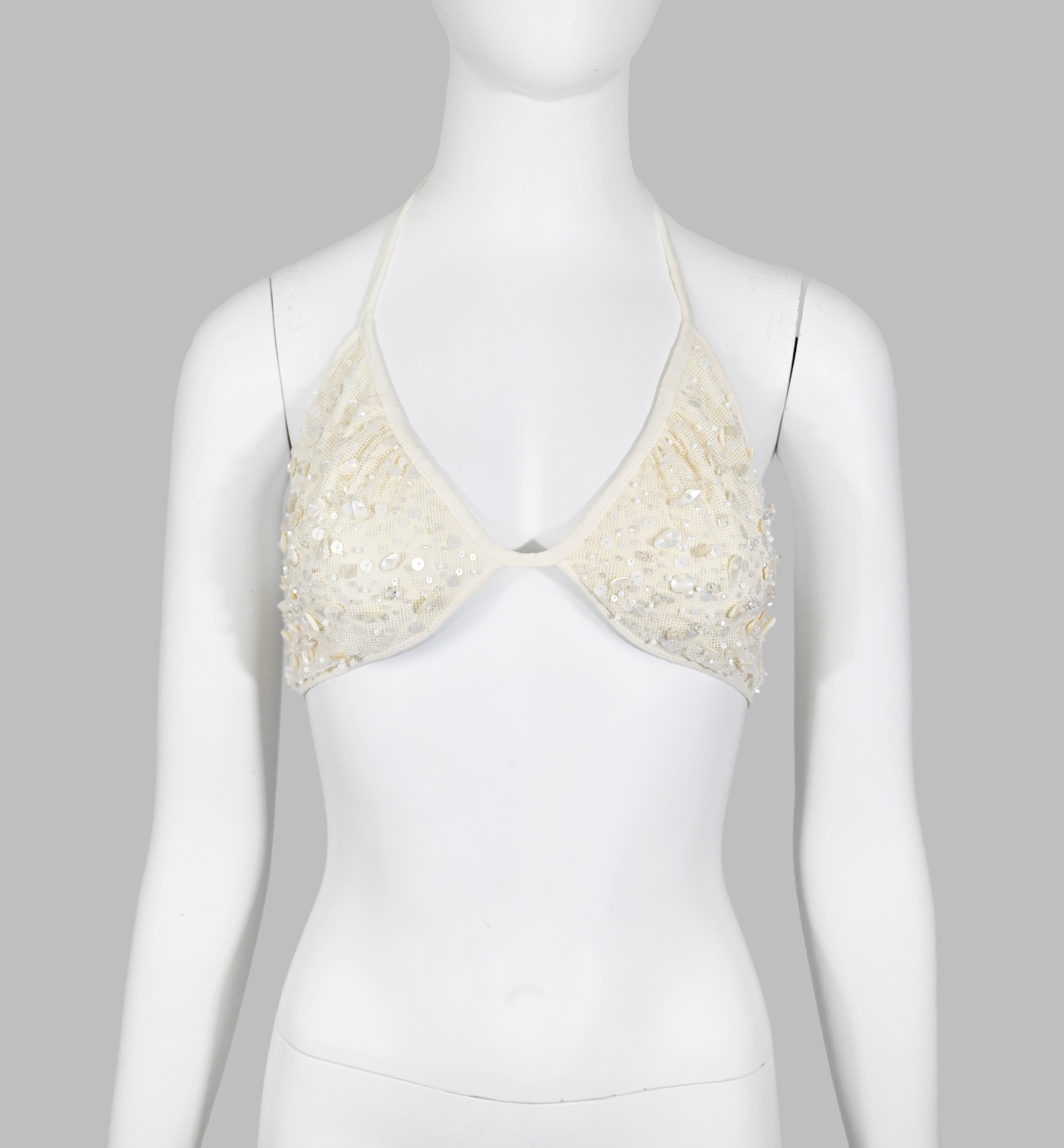 Valentino Shell Embellished Tulle Bra