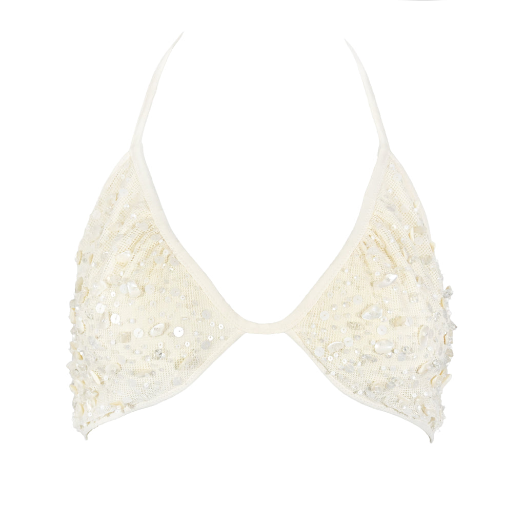 Valentino Shell Embellished Tulle Bra