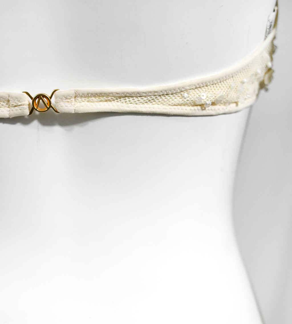 Valentino Shell Embellished Tulle Bra