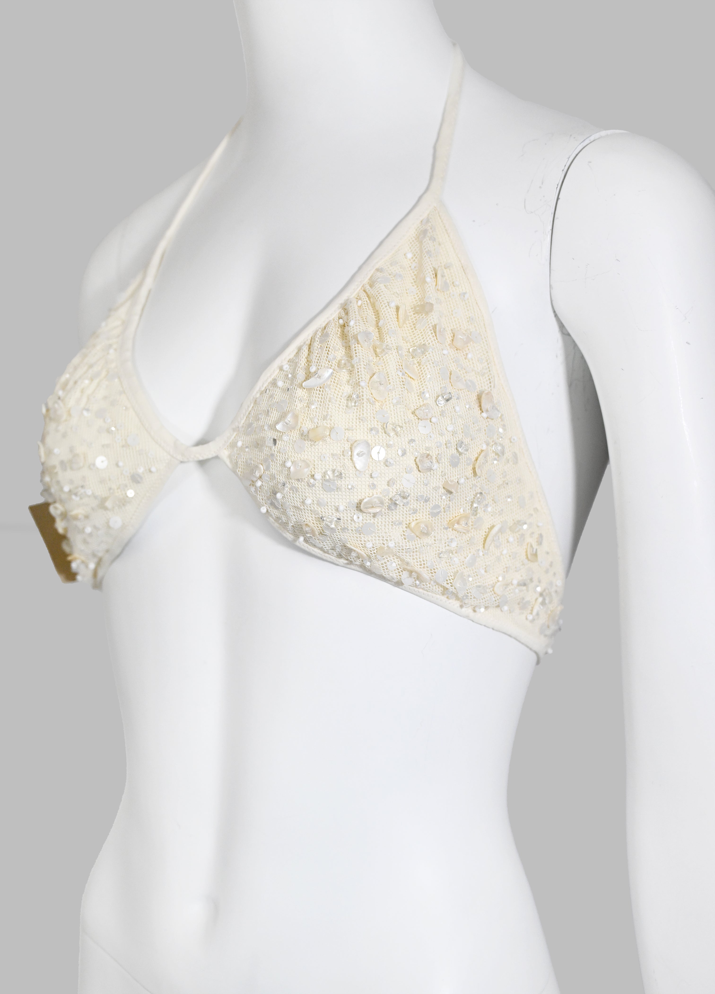 Valentino Shell Embellished Tulle Bra