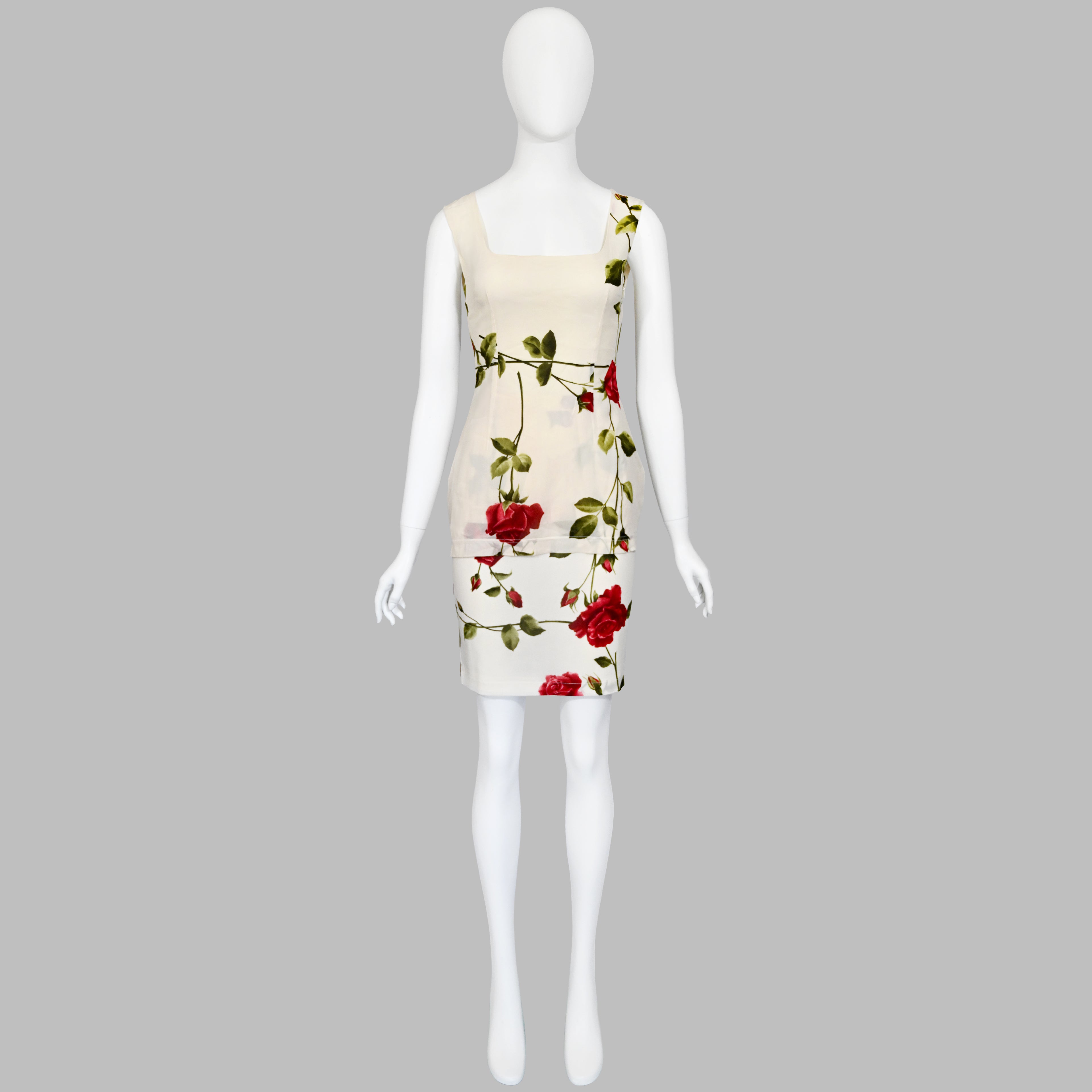 Dolce & Gabbana 1990s Rose Silk Skirt Set