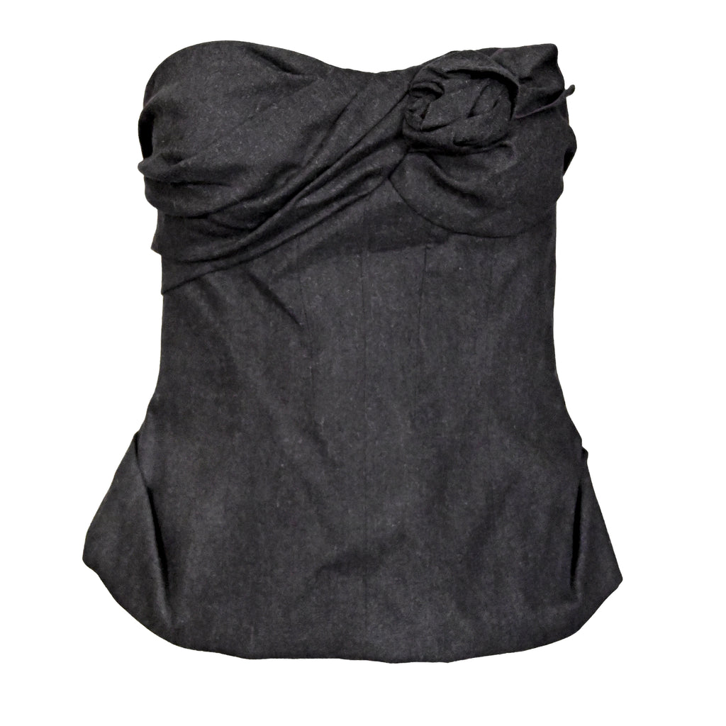 Louis Vuitton 2000s Wool Bustier w Rose Detail