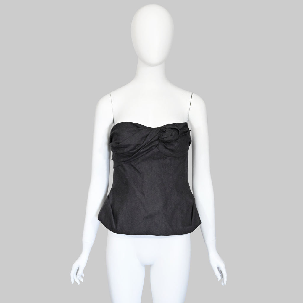 Louis Vuitton 2000s Wool Bustier w Rose Detail