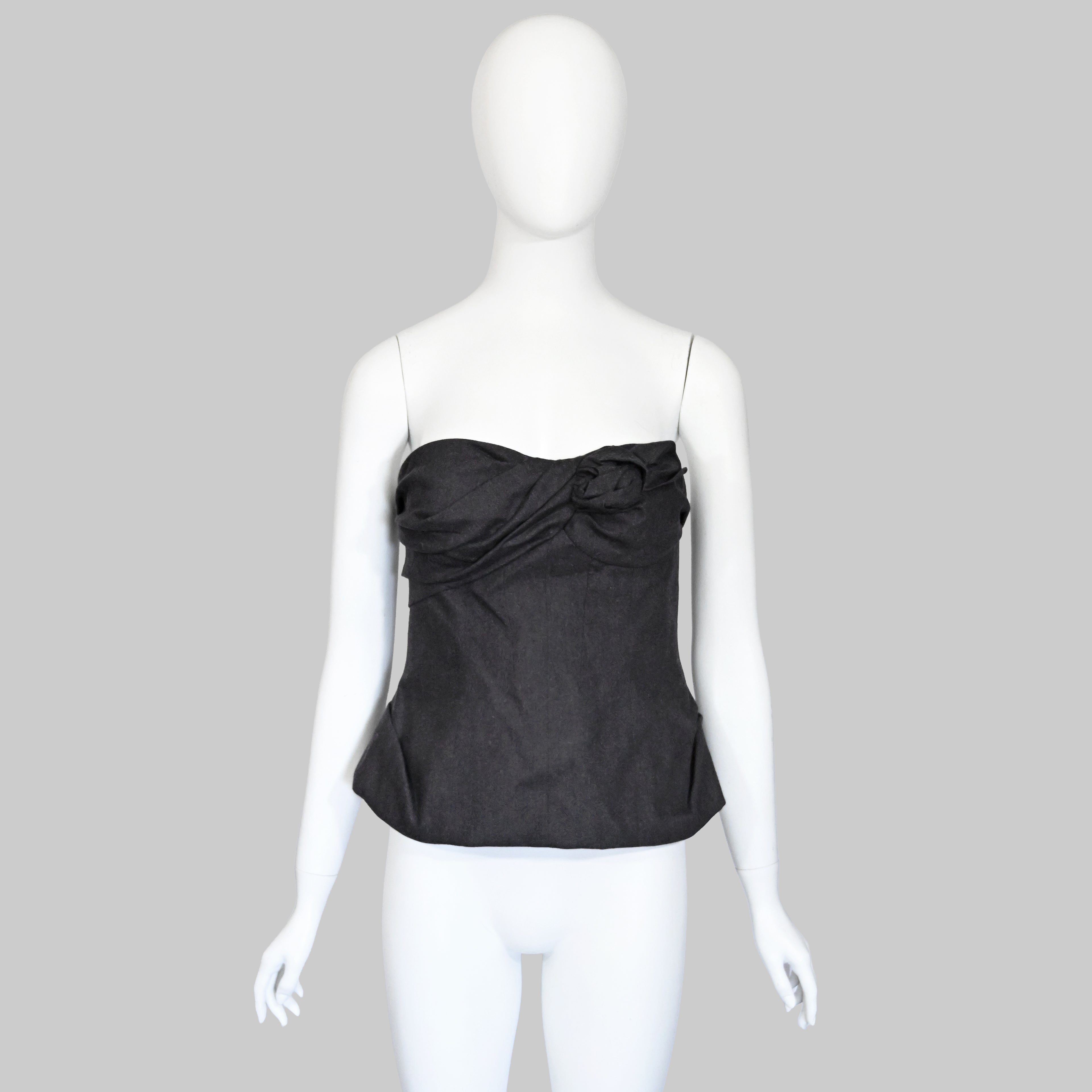 Louis Vuitton 2000s Wool Bustier w Rose Detail
