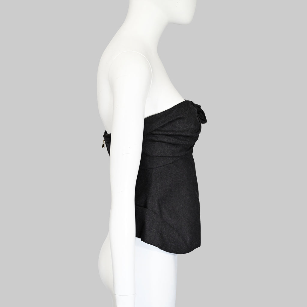 Louis Vuitton 2000s Wool Bustier w Rose Detail