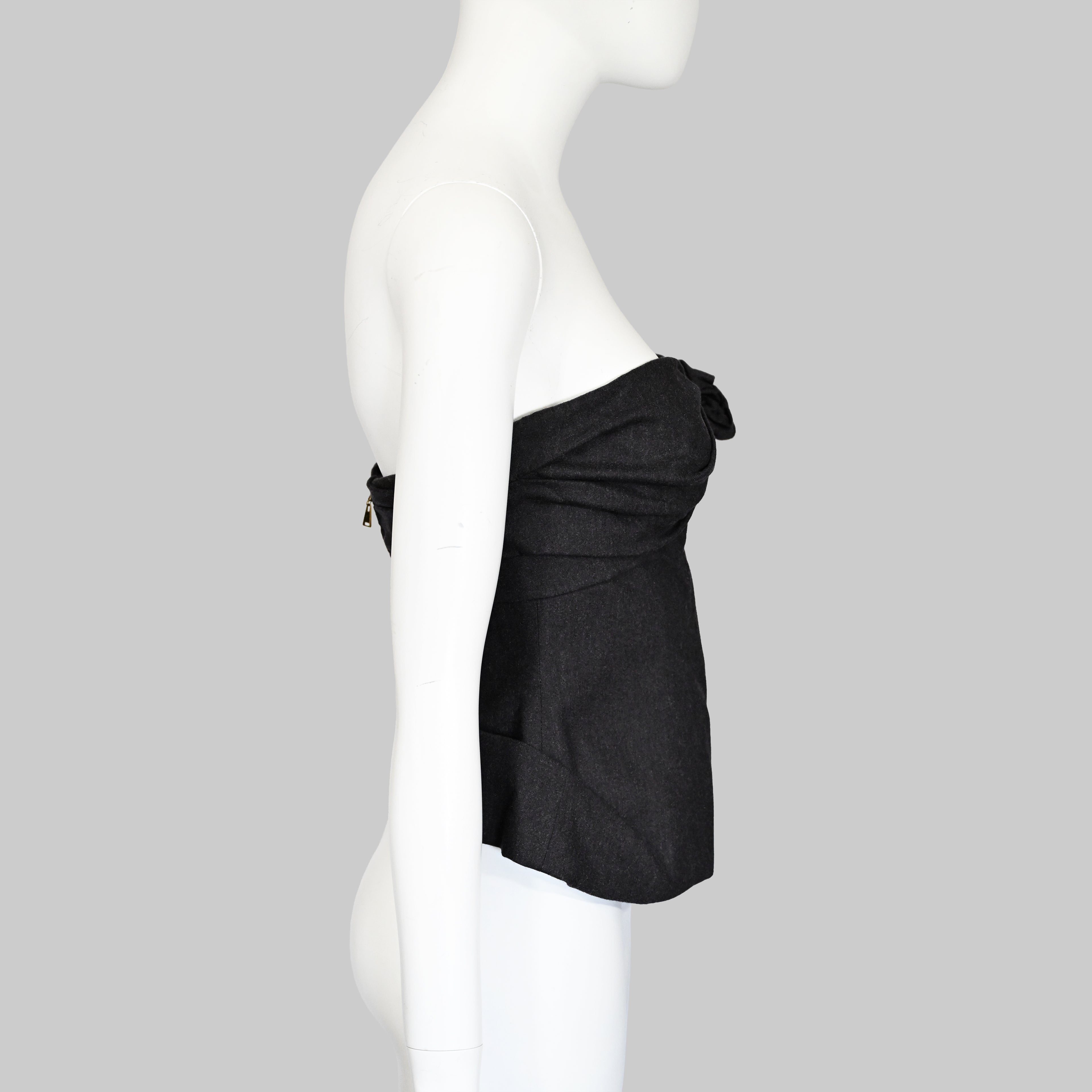 Louis Vuitton 2000s Wool Bustier w Rose Detail