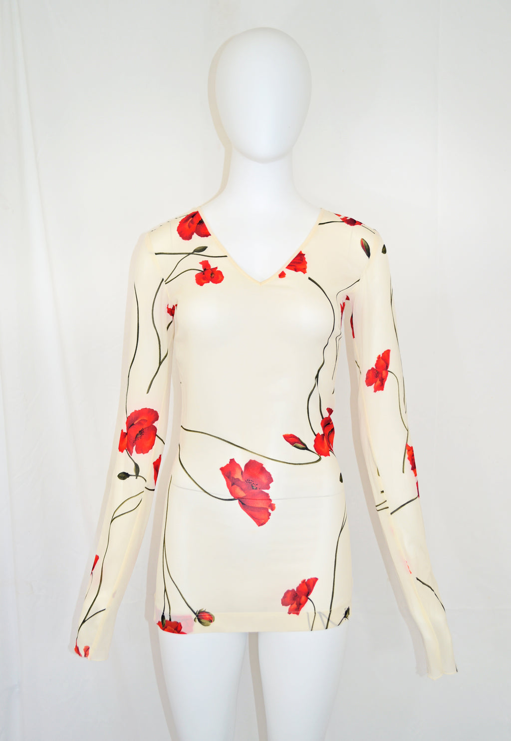 Dolce & Gabbana 1990s Silk Poppy Blouse