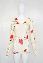Dolce & Gabbana 1990s Silk Poppy Blouse