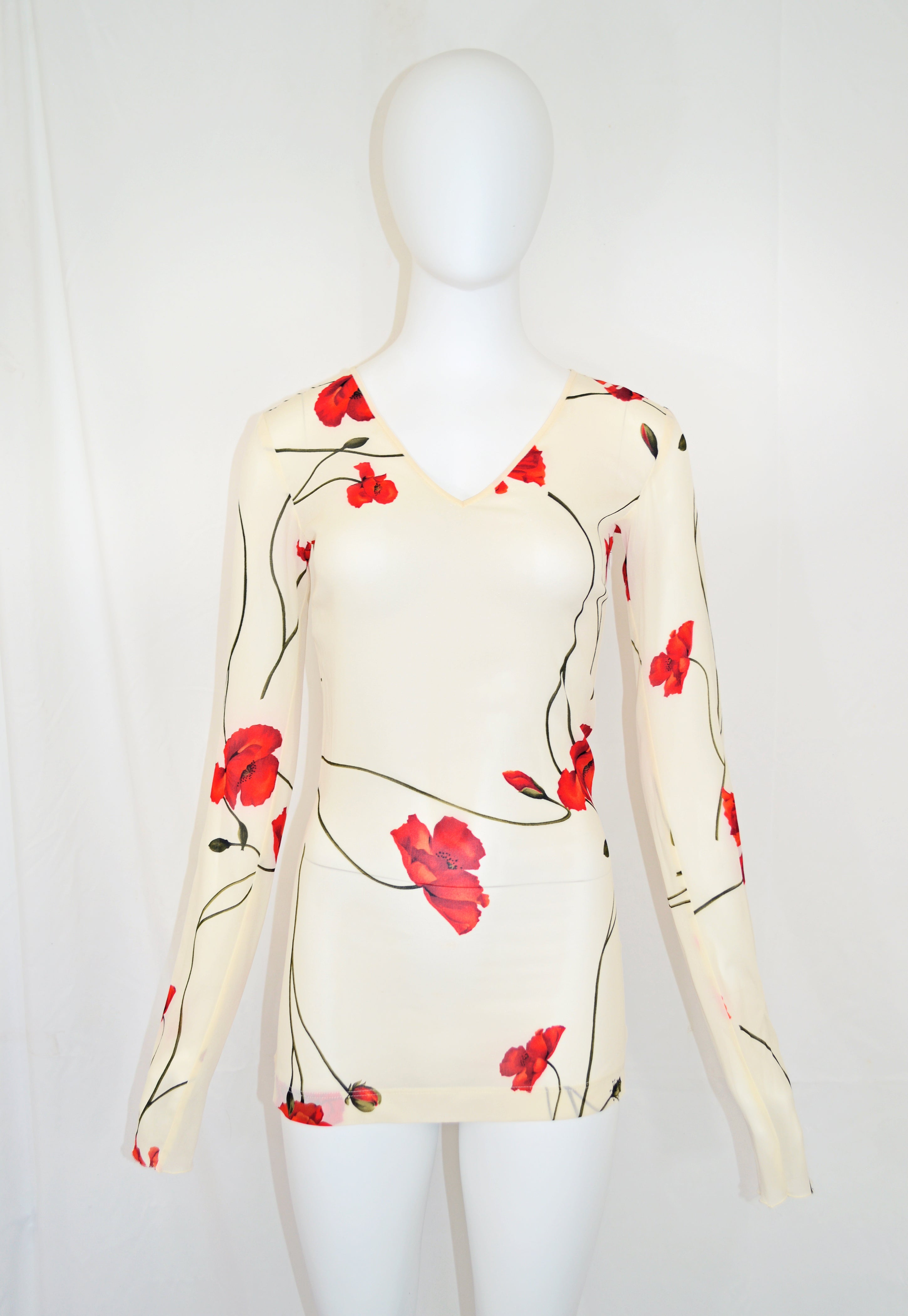 Dolce & Gabbana 1990s Silk Poppy Blouse