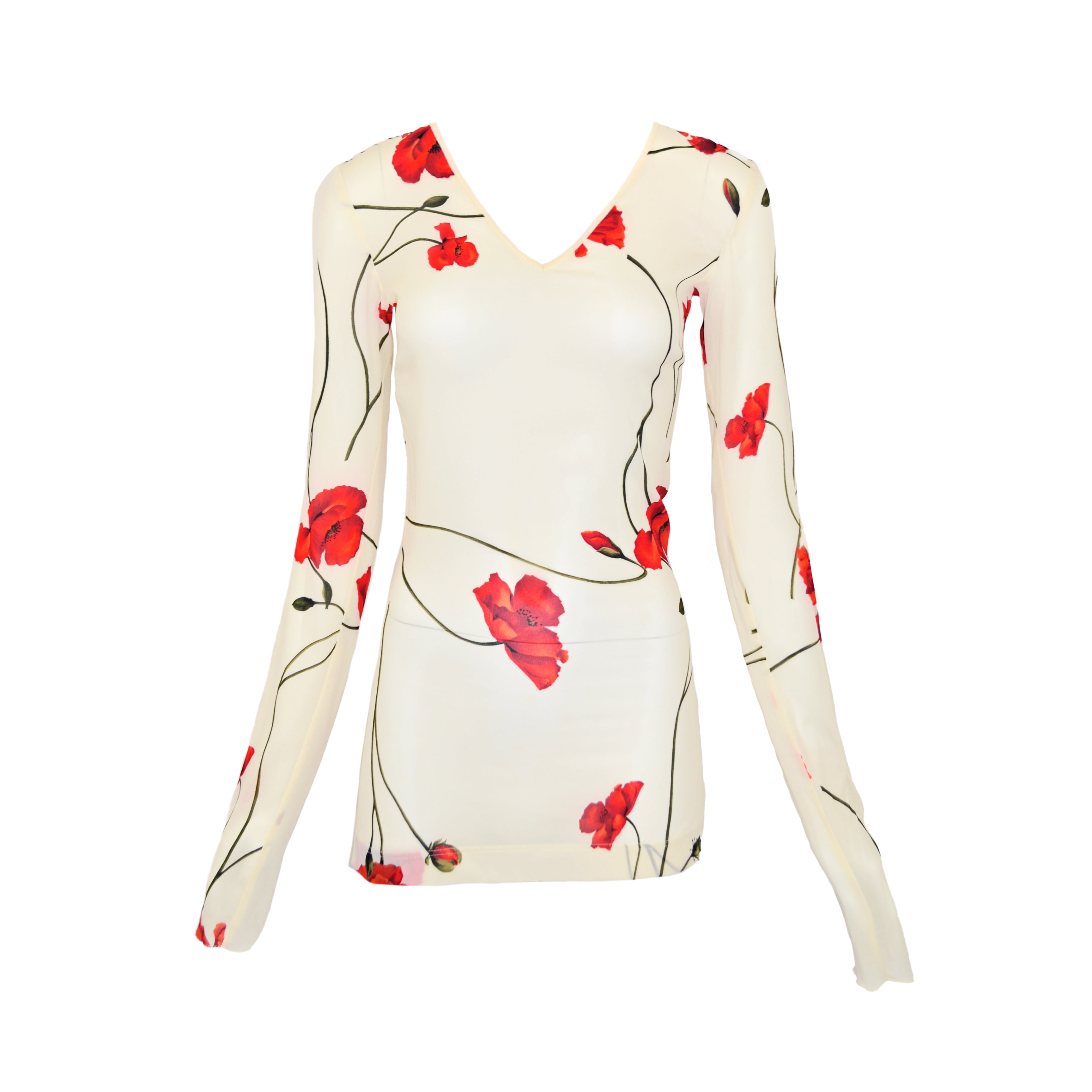 Dolce & Gabbana 1990s Silk Poppy Blouse