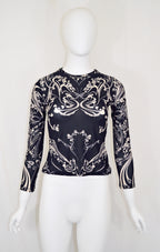 Issey Miyake SS 2004 Mesh Cyber Print Top
