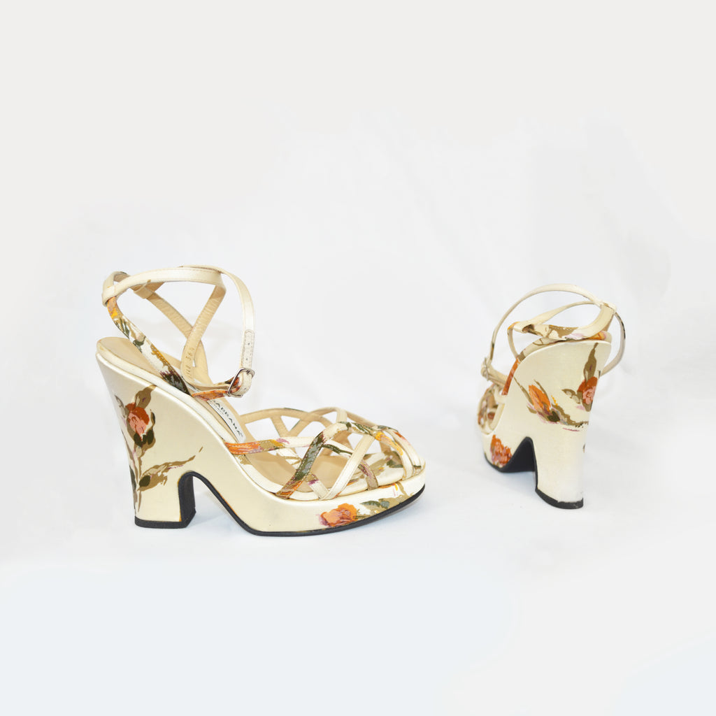Dolce & Gabbana 1997 Satin Floral Heels