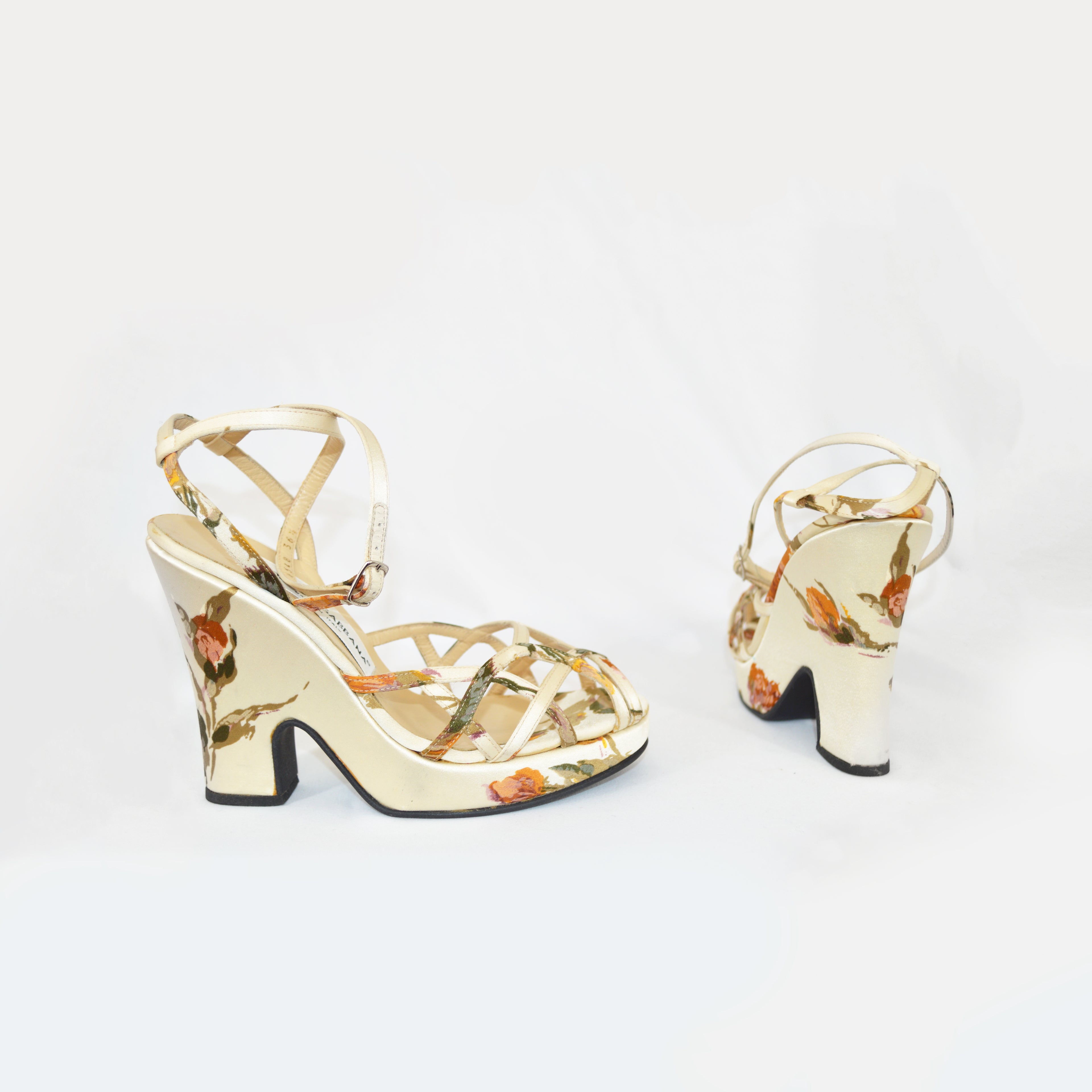Dolce & Gabbana 1997 Satin Floral Heels
