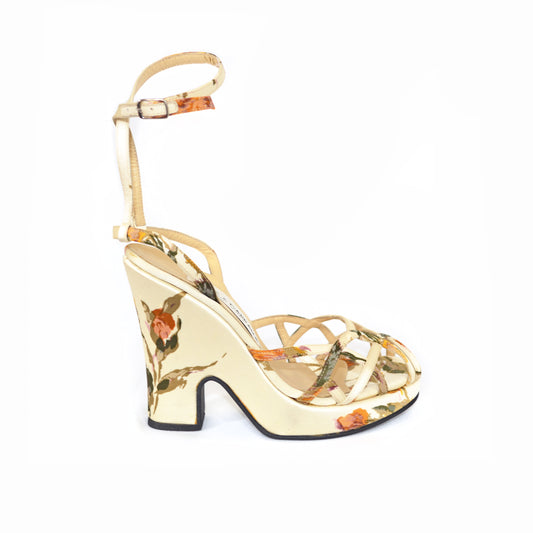 Dolce & Gabbana 1997 Satin Floral Heels