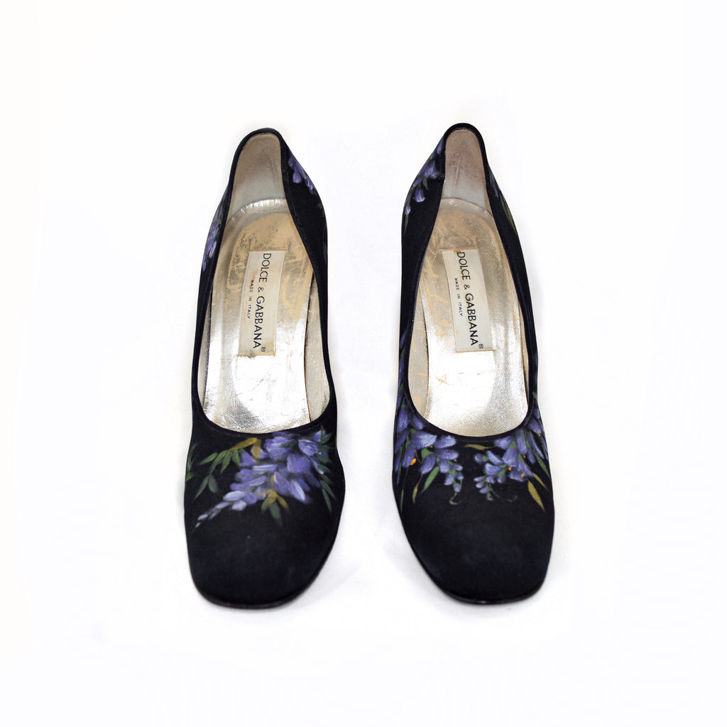 Dolce & Gabbana 1998 Painted Floral Heels