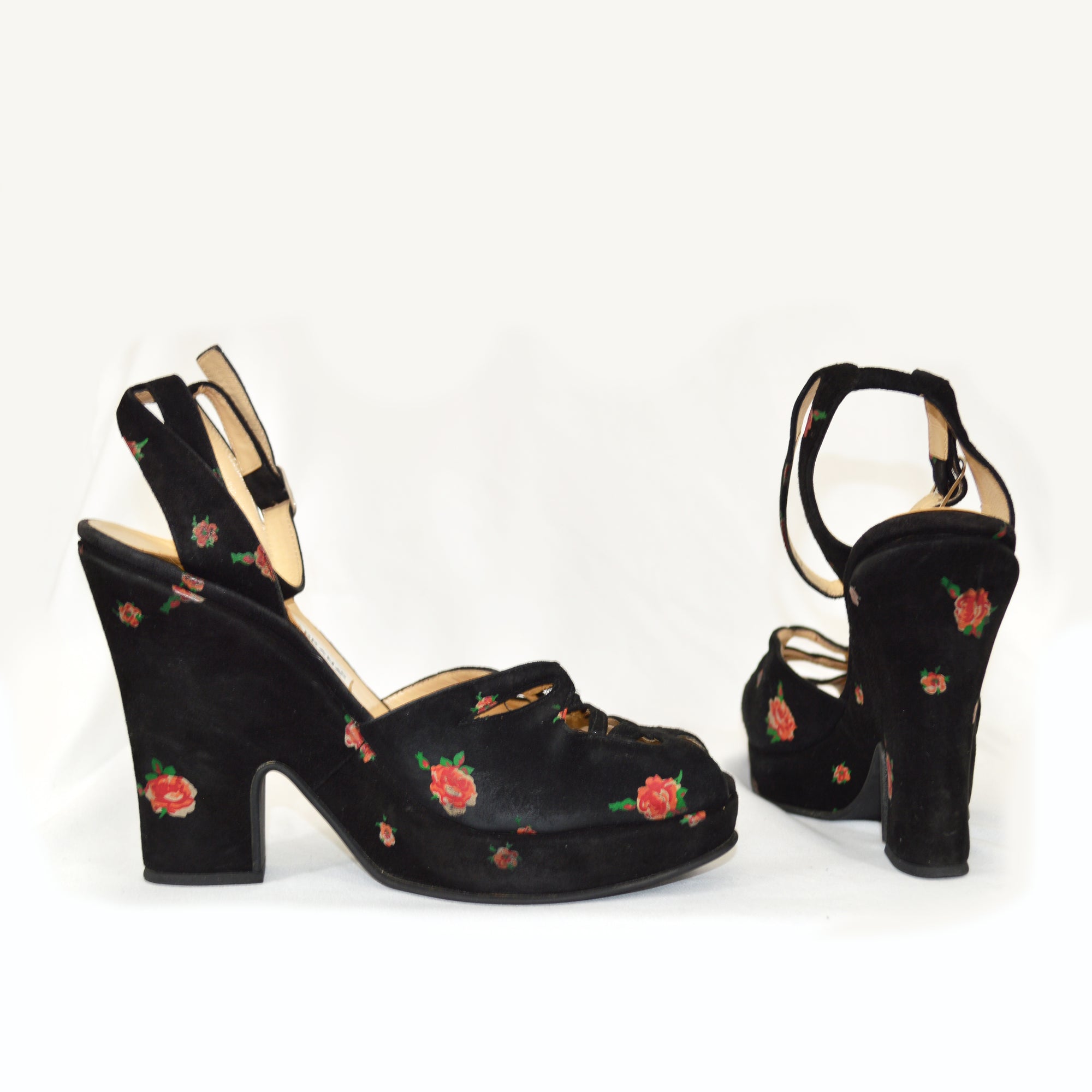 Dolce &amp; Gabbana 1997 Floral Velvet Heels