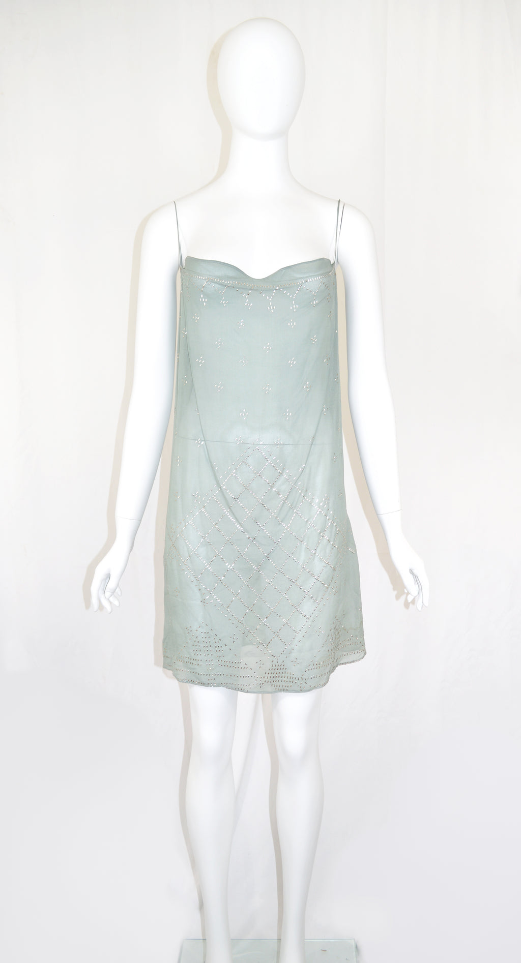 Martine Sitbon 1997 Chiffon Embellished Dress