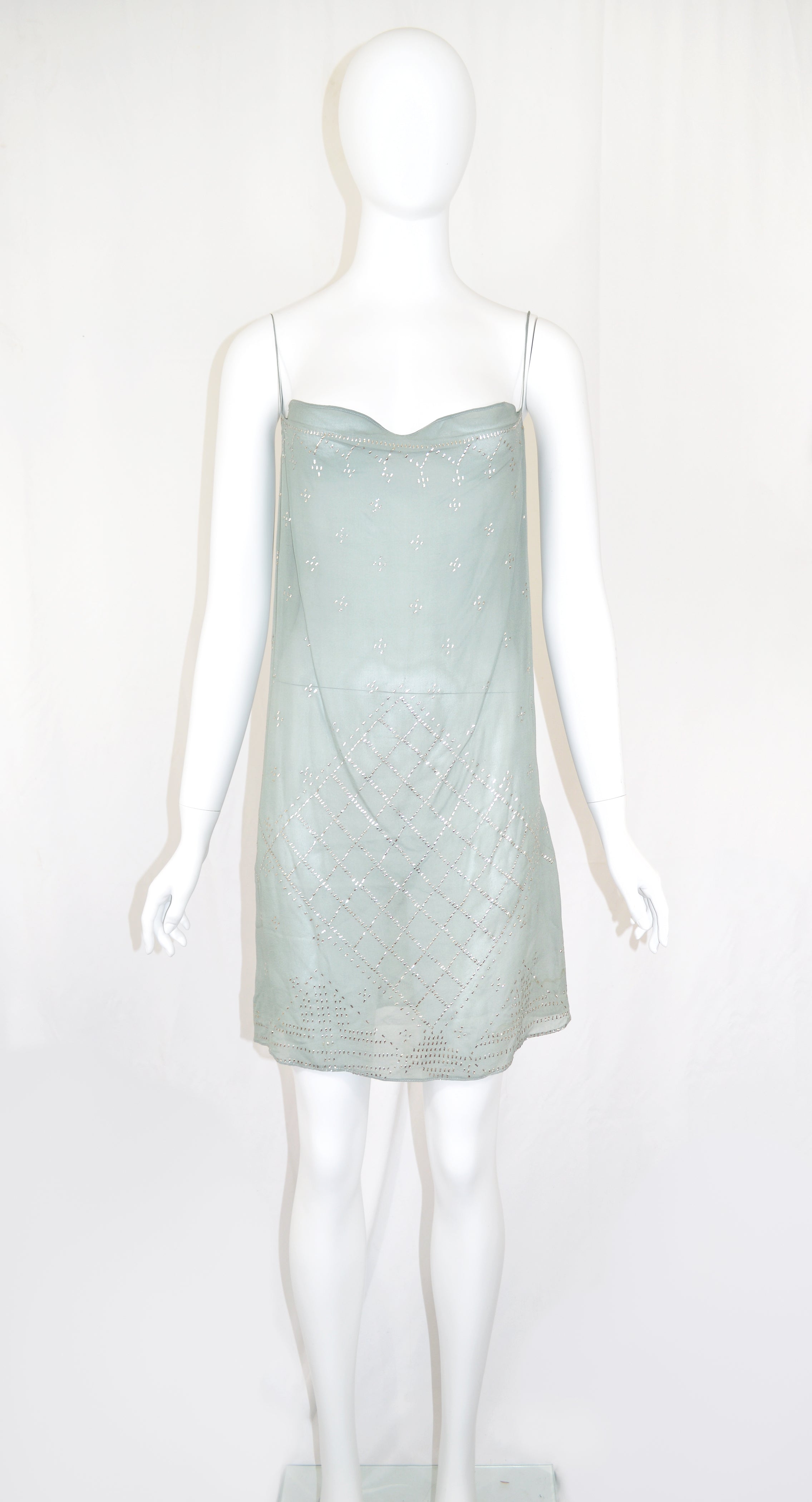 Martine Sitbon 1997 Chiffon Embellished Dress