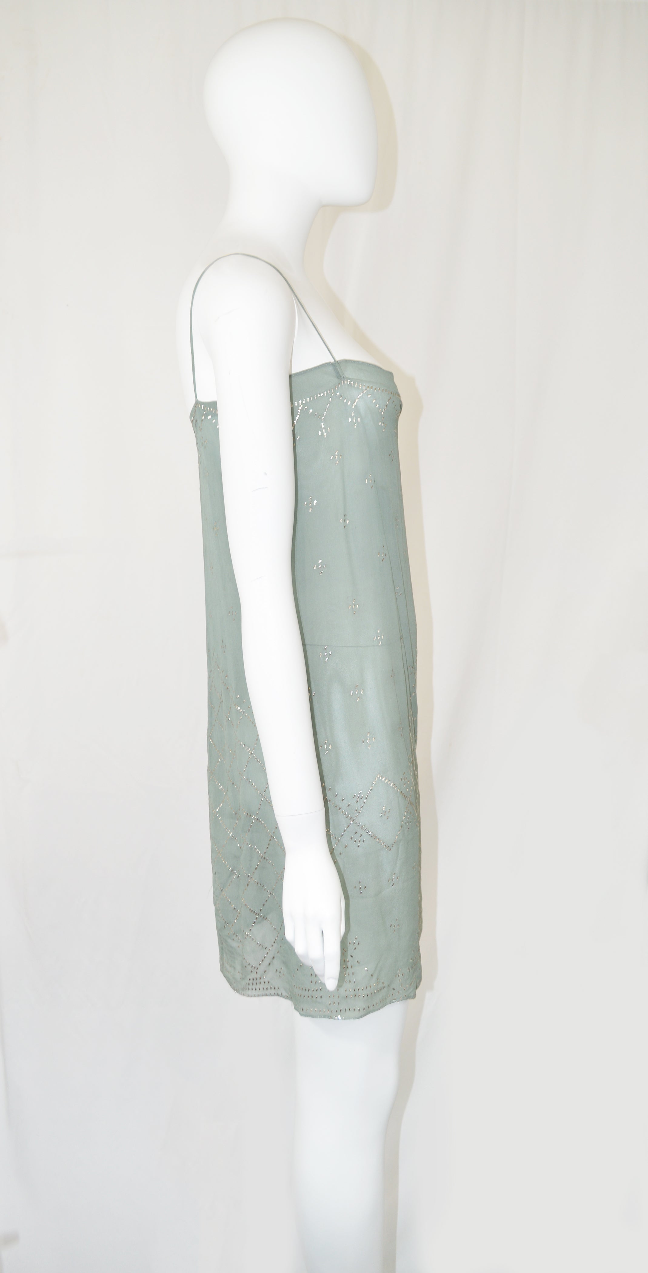 Martine Sitbon 1997 Chiffon Embellished Dress