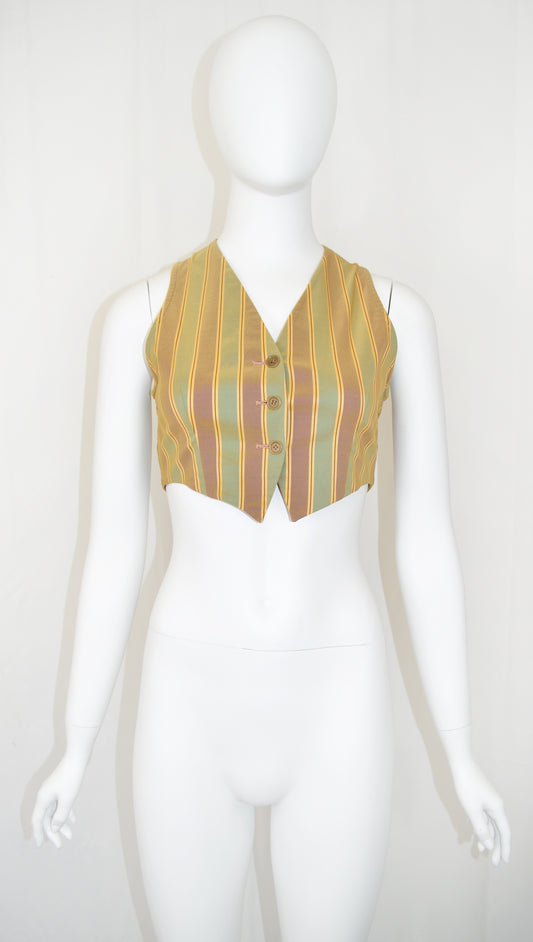 Romeo Gigli 1990s Iridescent Crop Vest