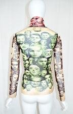 JEAN PAUL GAULTIER 1990s Face Collage MESH TOP