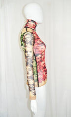 JEAN PAUL GAULTIER 1990s Face Collage MESH TOP