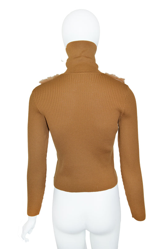 Amaya Arzuaga Fur Ribbed Sweater