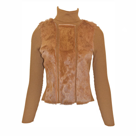 Amaya Arzuaga Fur Ribbed Sweater