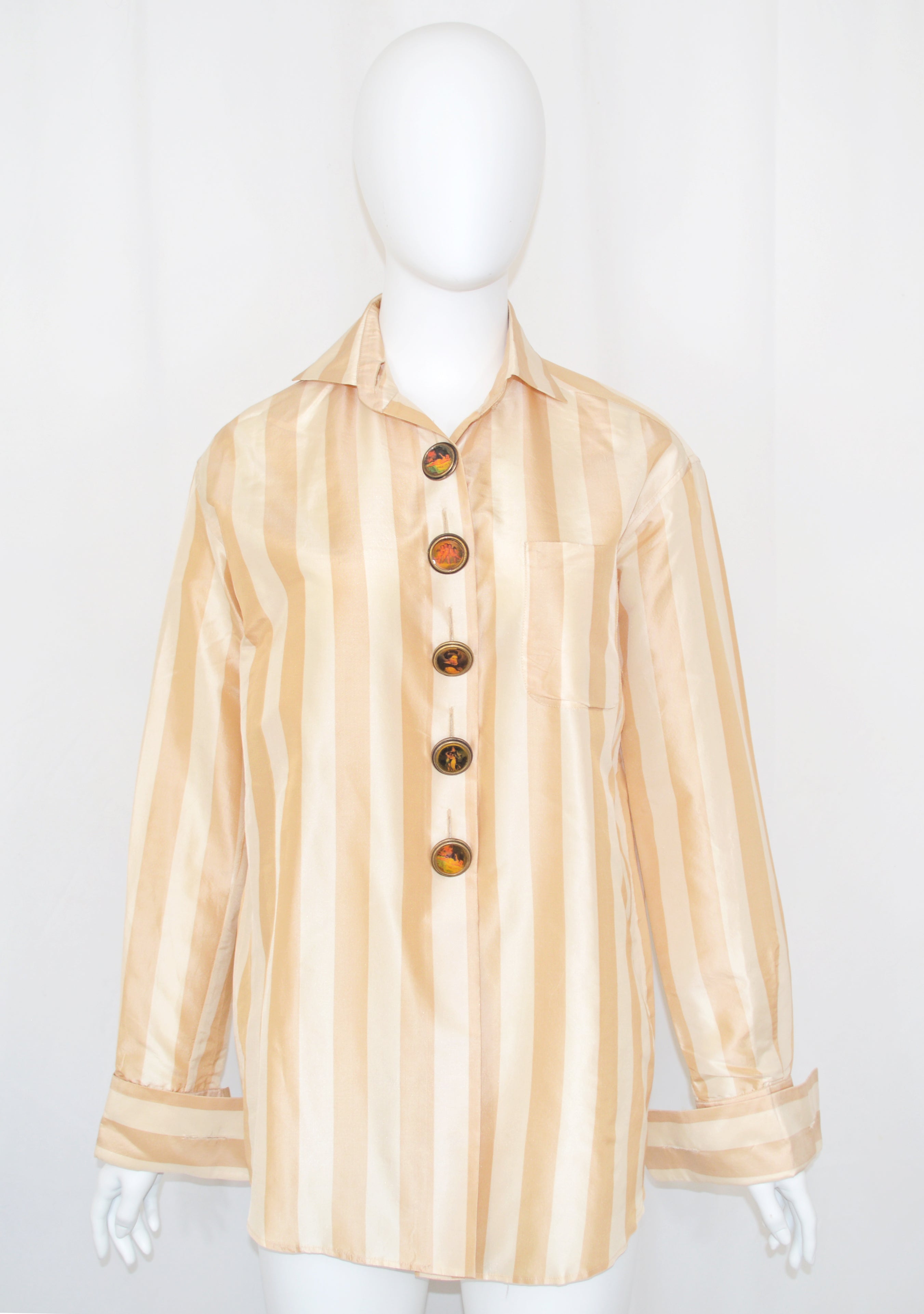 Romeo Gigli 1990s PORTRAIT BUTTON BLOUSE