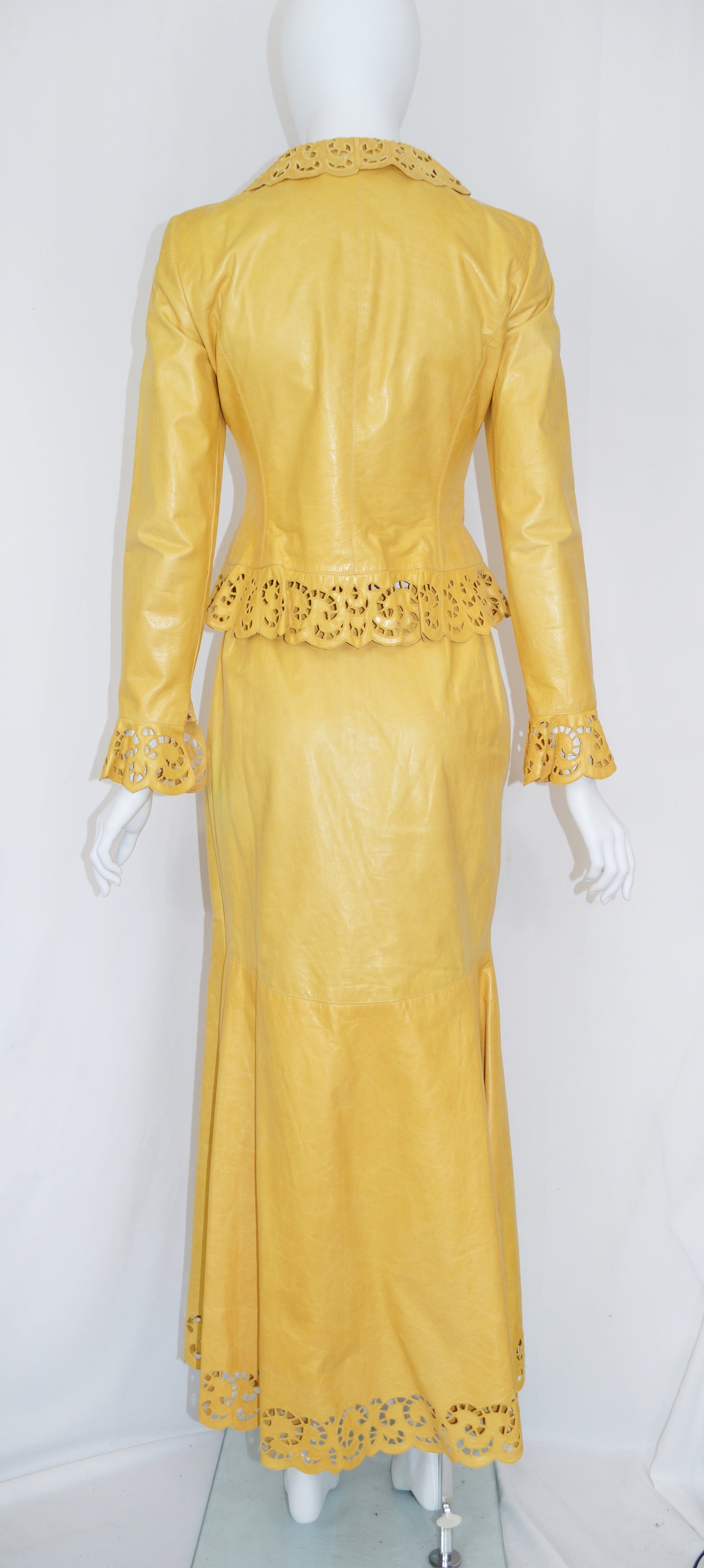 Oscar de la Renta Leather Skirt Set