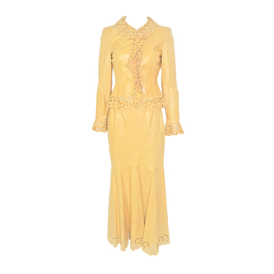 Oscar de la Renta Leather Skirt Set