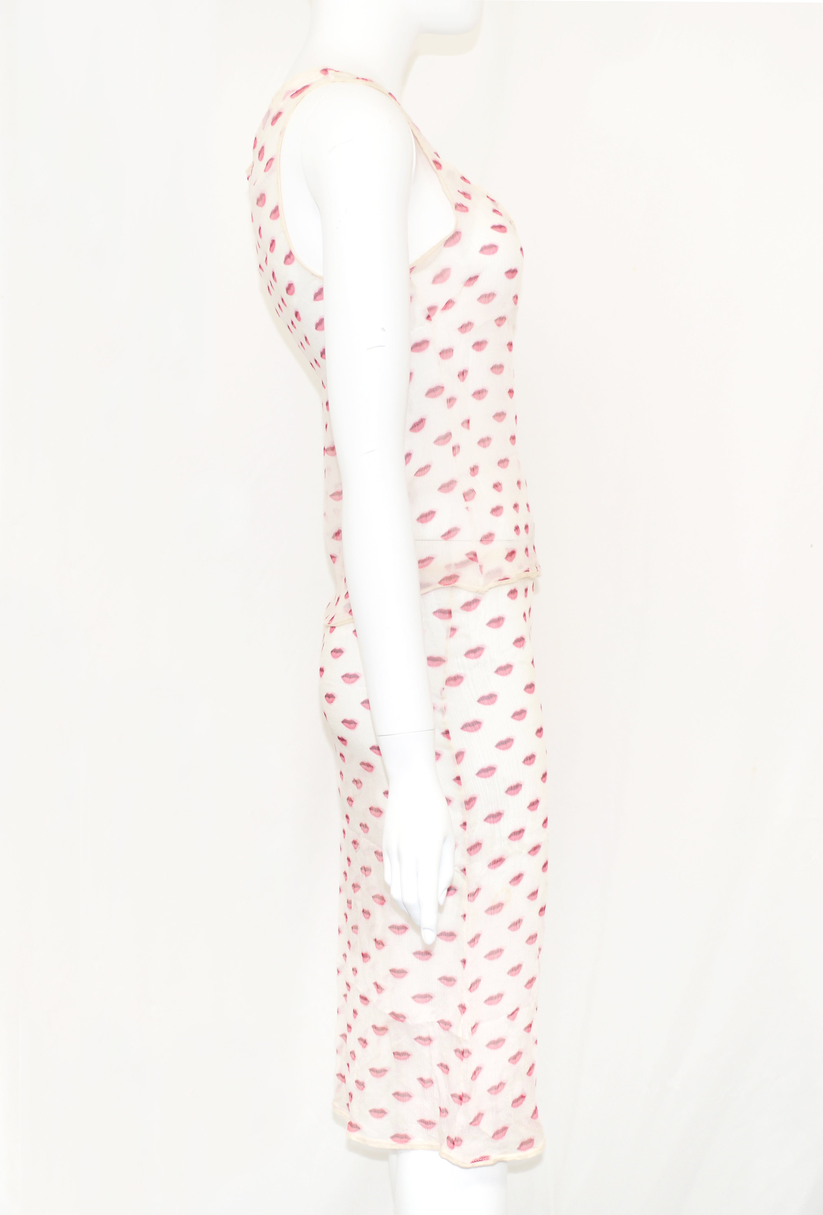 Prada 2000 lips print sheer set