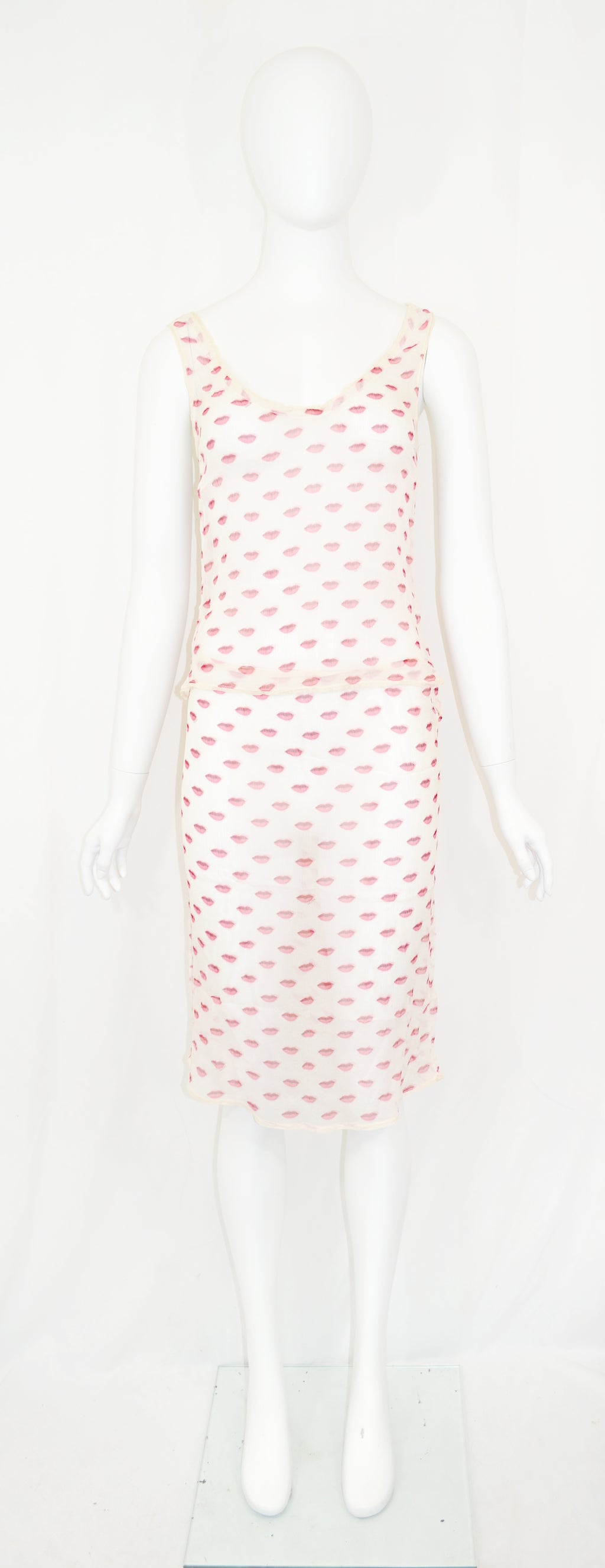 Prada 2000 lips print sheer set