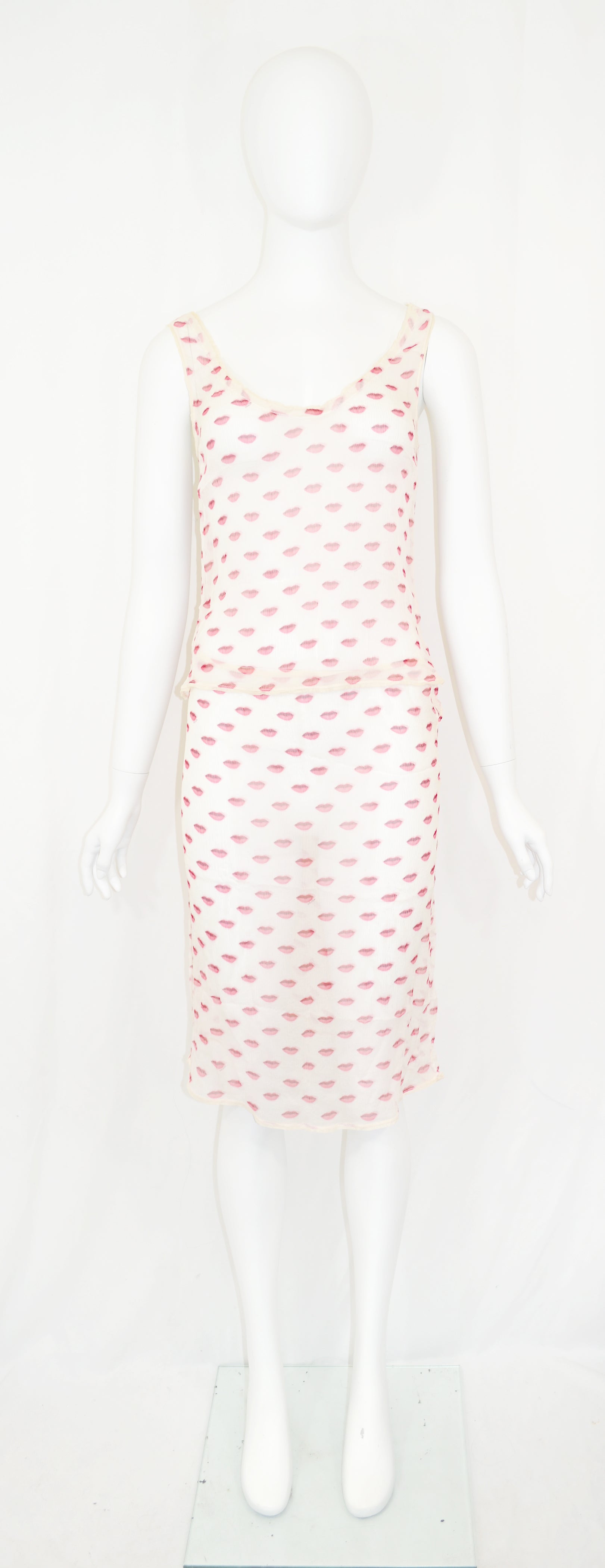 Prada 2000 lips print sheer set