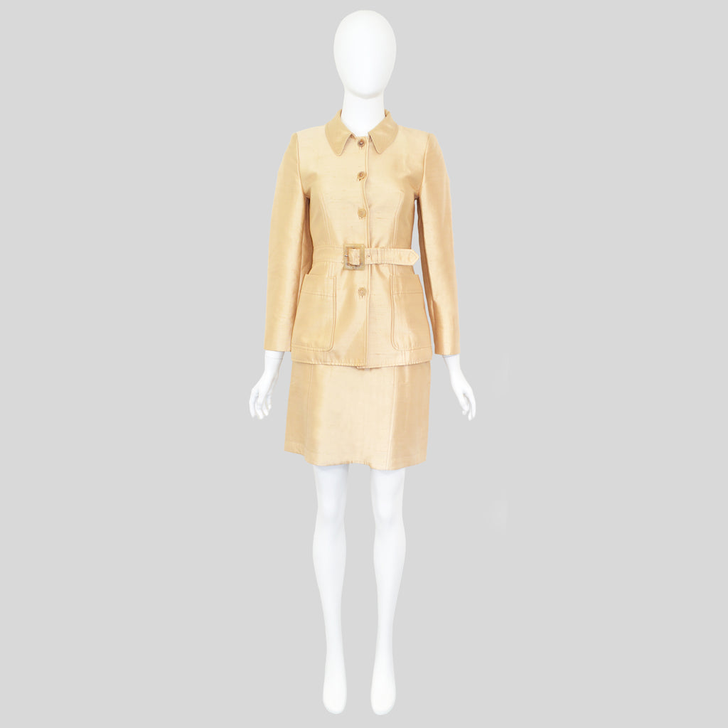 Prada SS 1996 Gold Silk Skirt Set