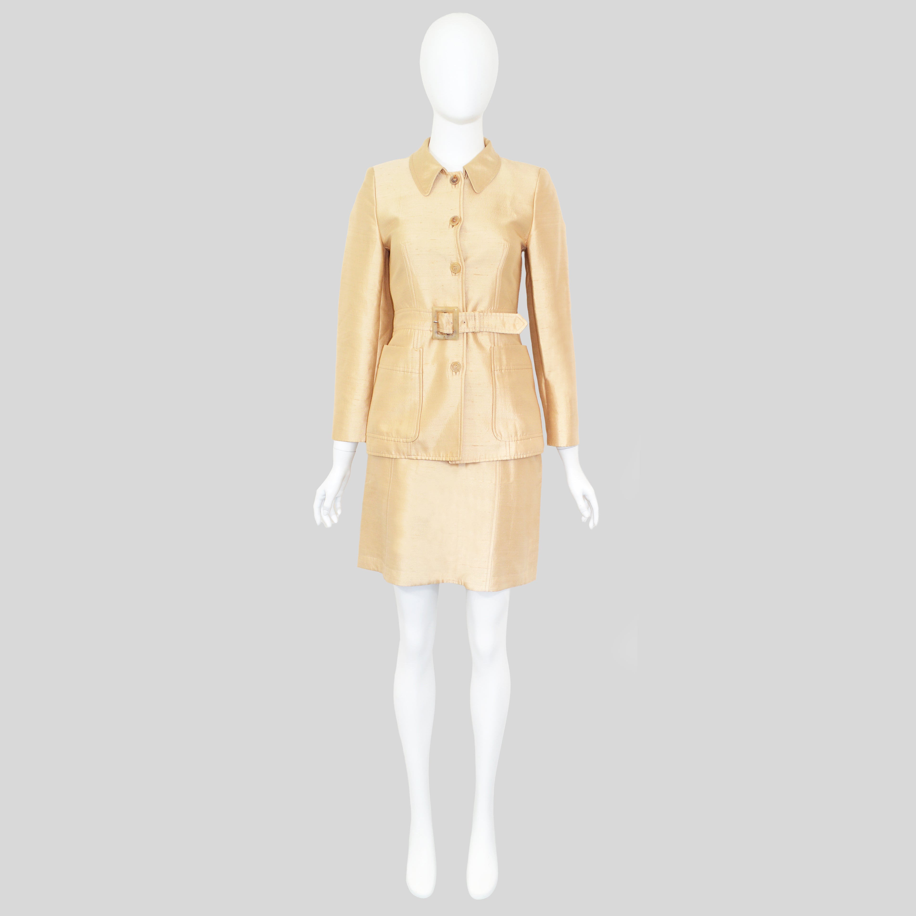 Prada SS 1996 Gold Silk Skirt Set