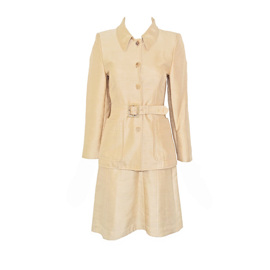 Prada SS 1996 gold silk skirt set