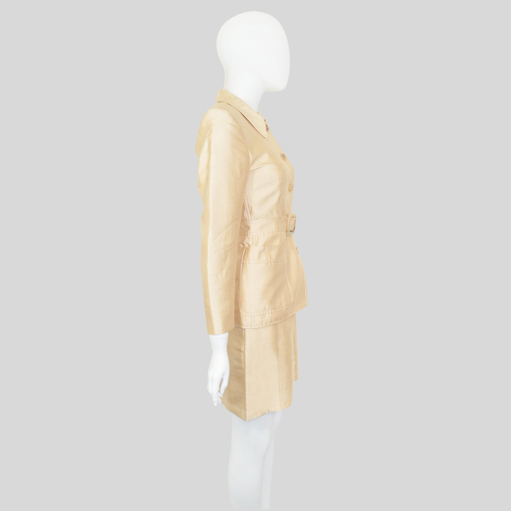 Prada SS 1996 Gold Silk Skirt Set