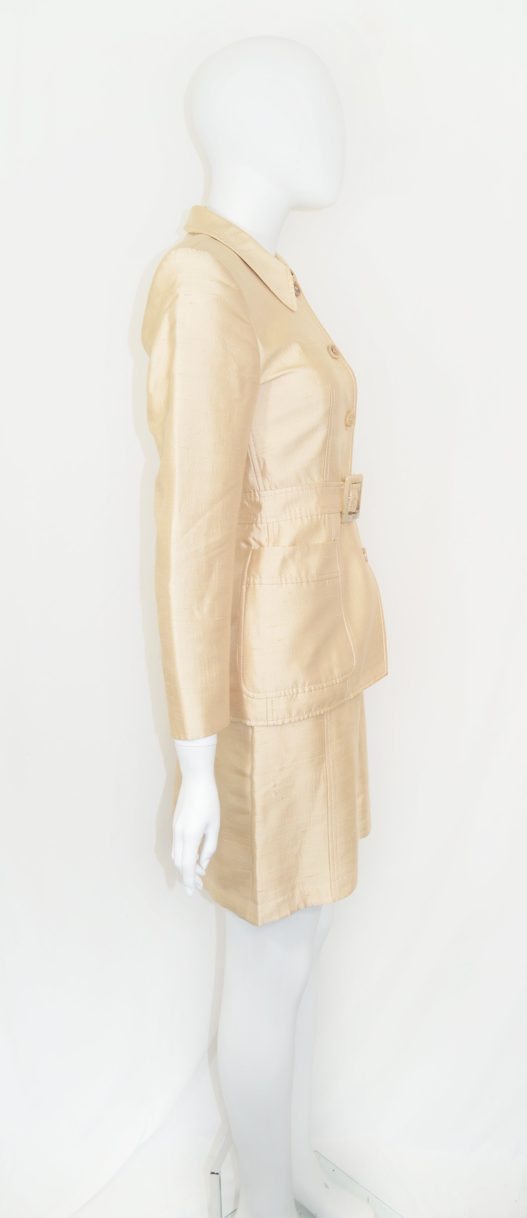 Prada SS 1996 gold silk skirt set