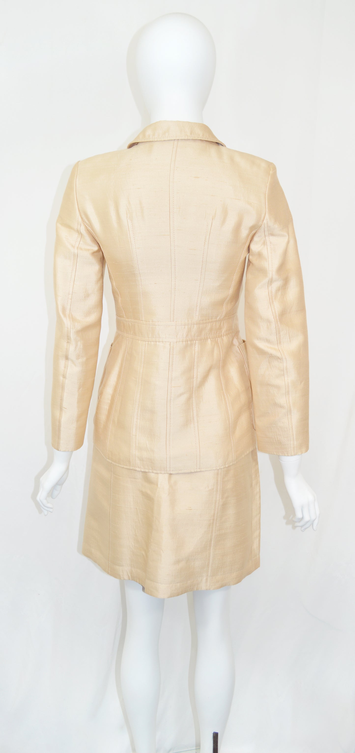 Prada SS 1996 gold silk skirt set