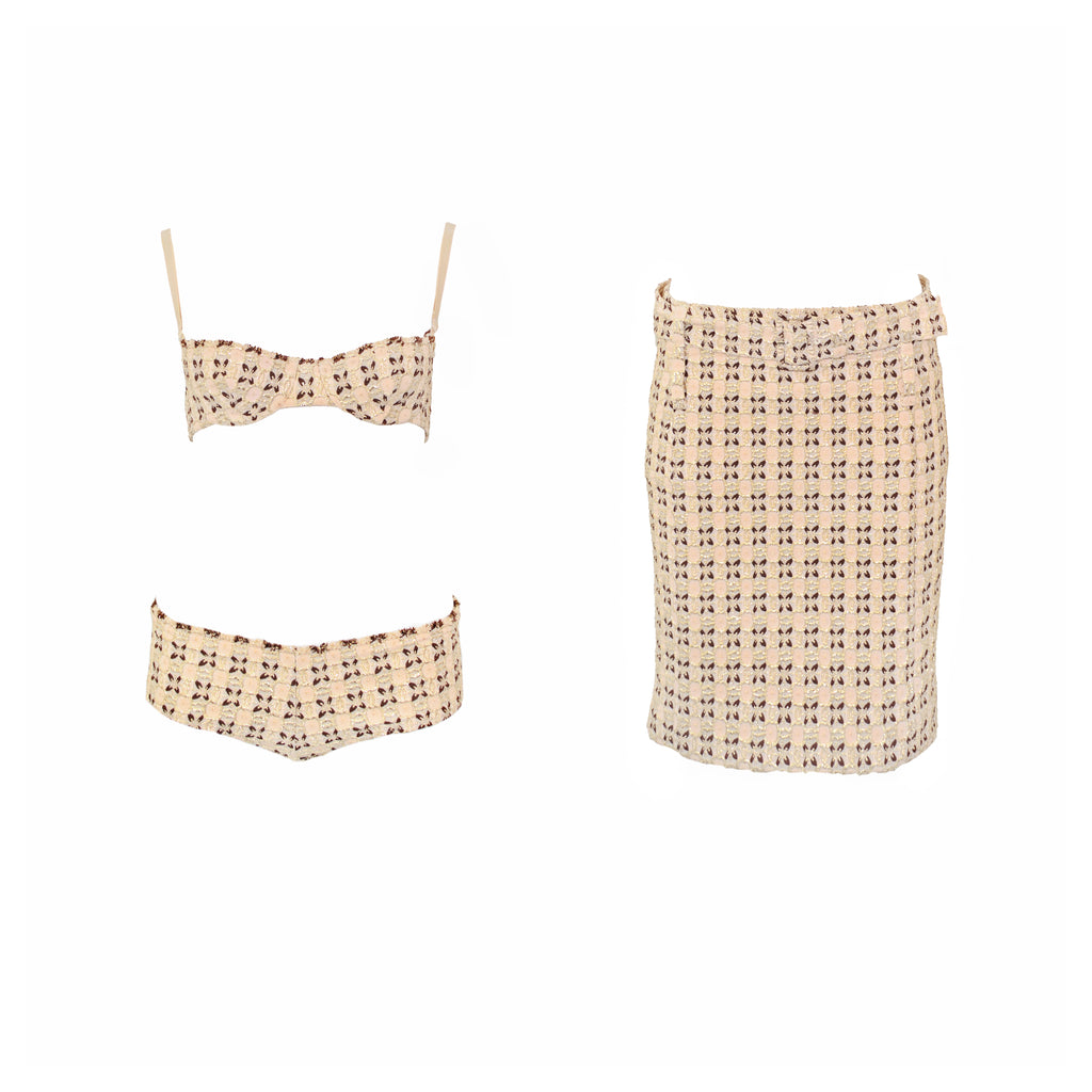 Prada 2002 metallic brocade 4 piece ensemble
