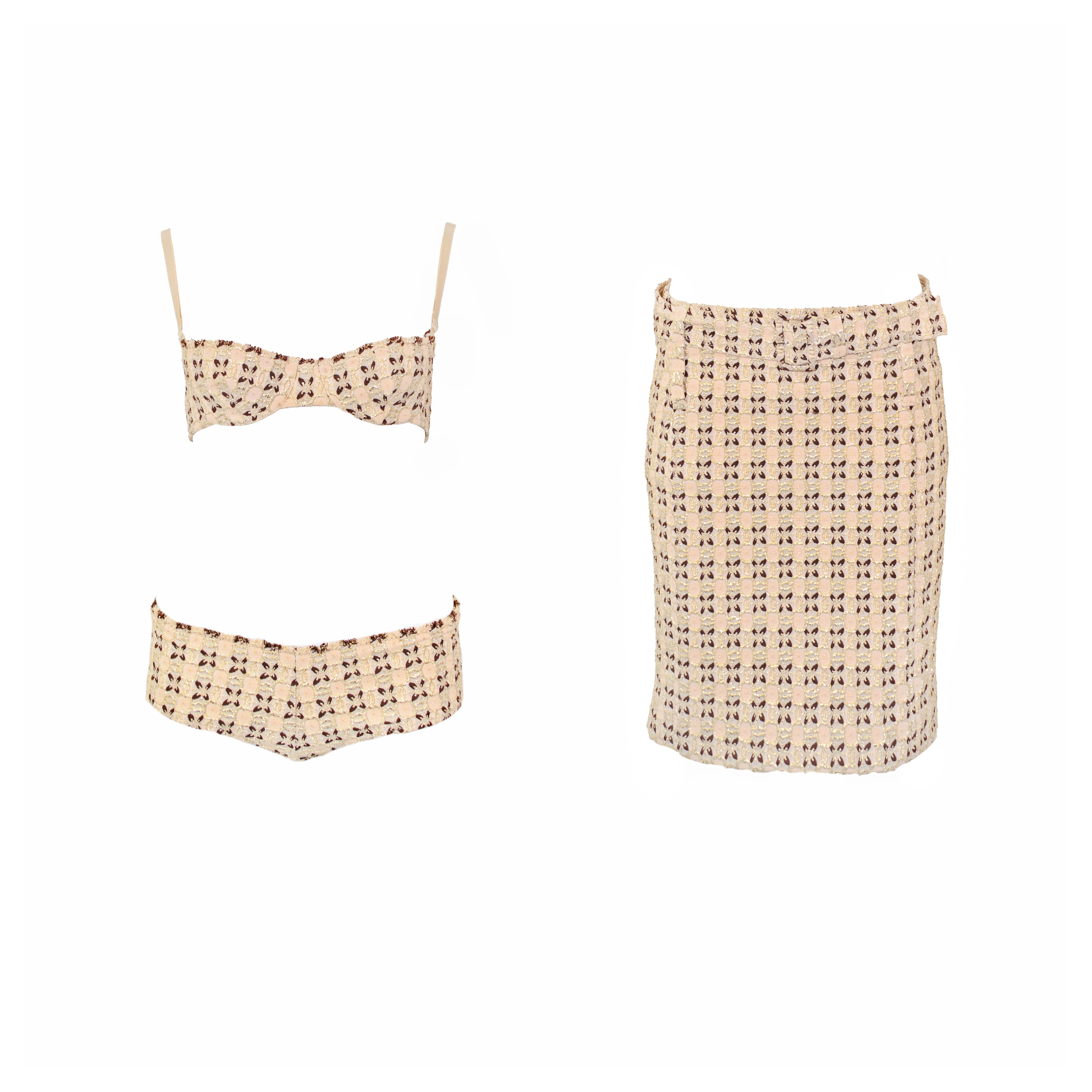 Prada 2002 metallic brocade 4 piece ensemble