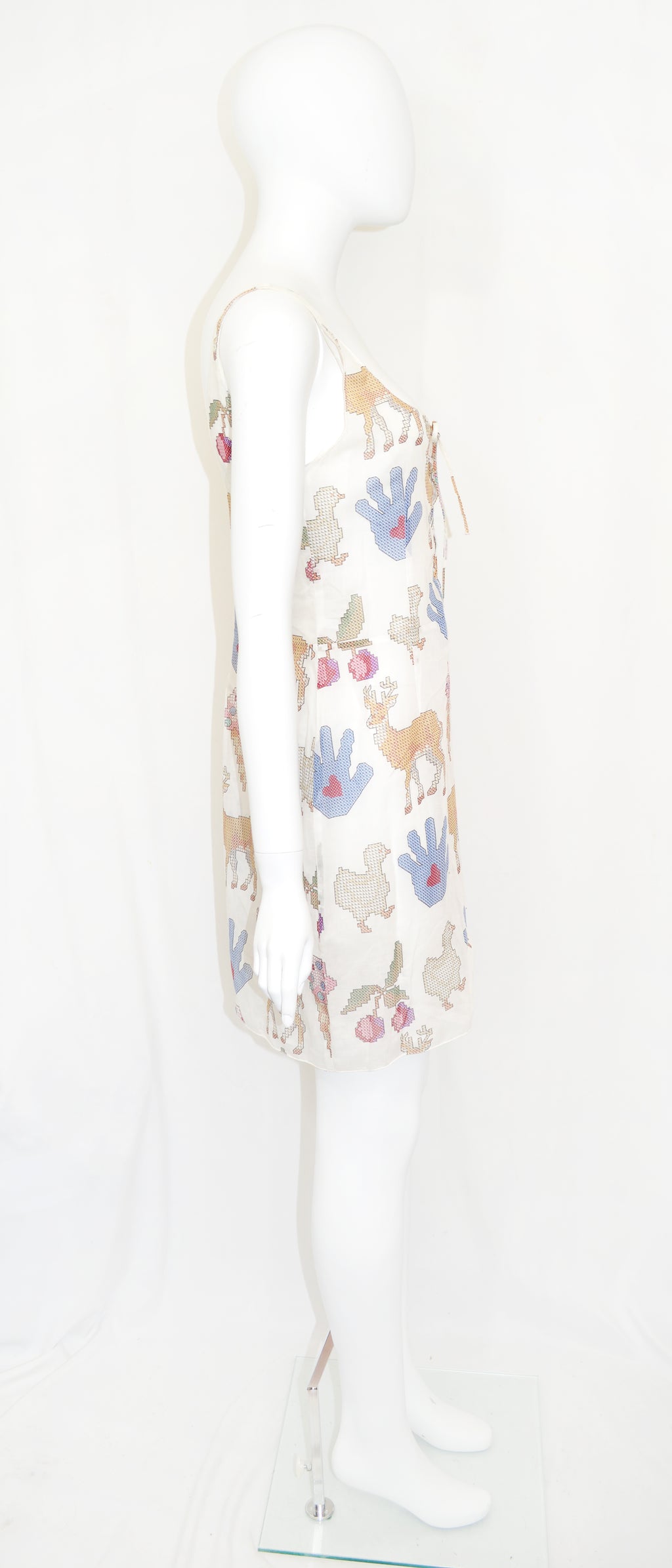 MIU MIU SS 1998 LACE UP Childhood print dress