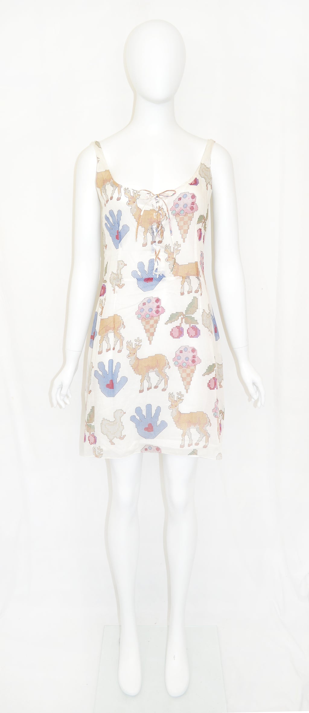 MIU MIU SS 1998 LACE UP Childhood print dress