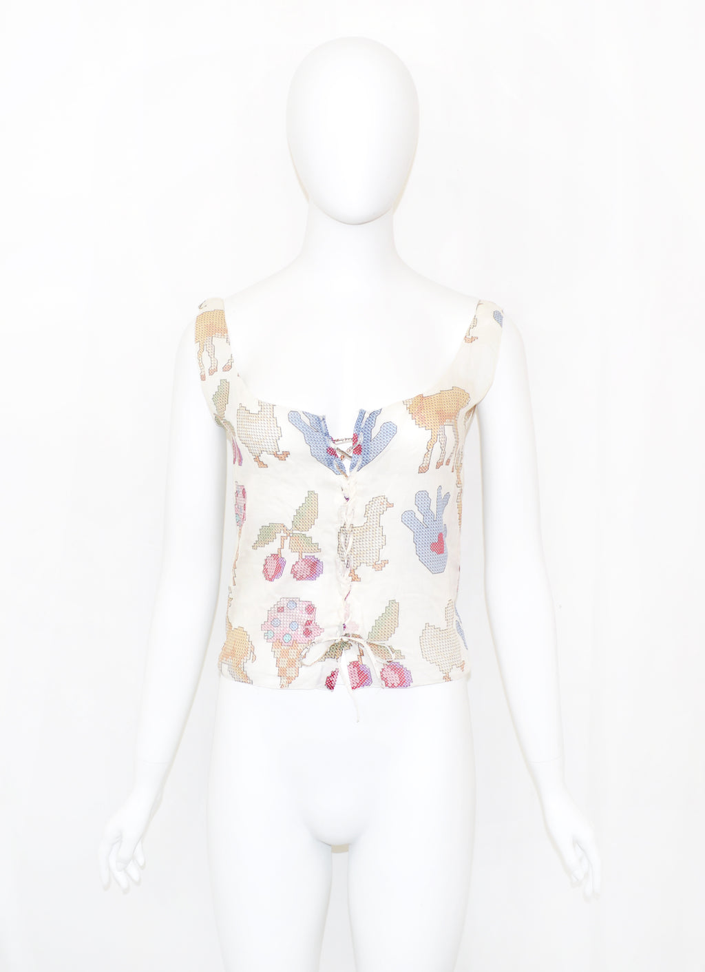 MIU MIU SS 1998 Lace Up Childhood Print Top