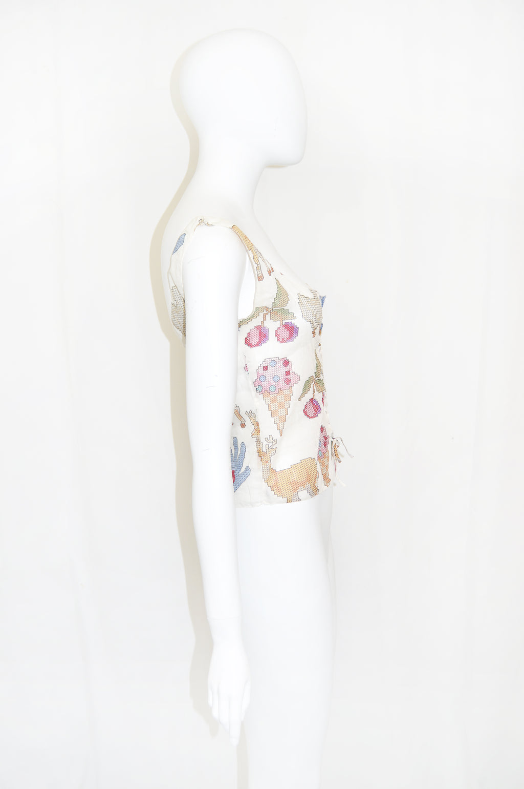 MIU MIU SS 1998 Lace Up Childhood Print Top