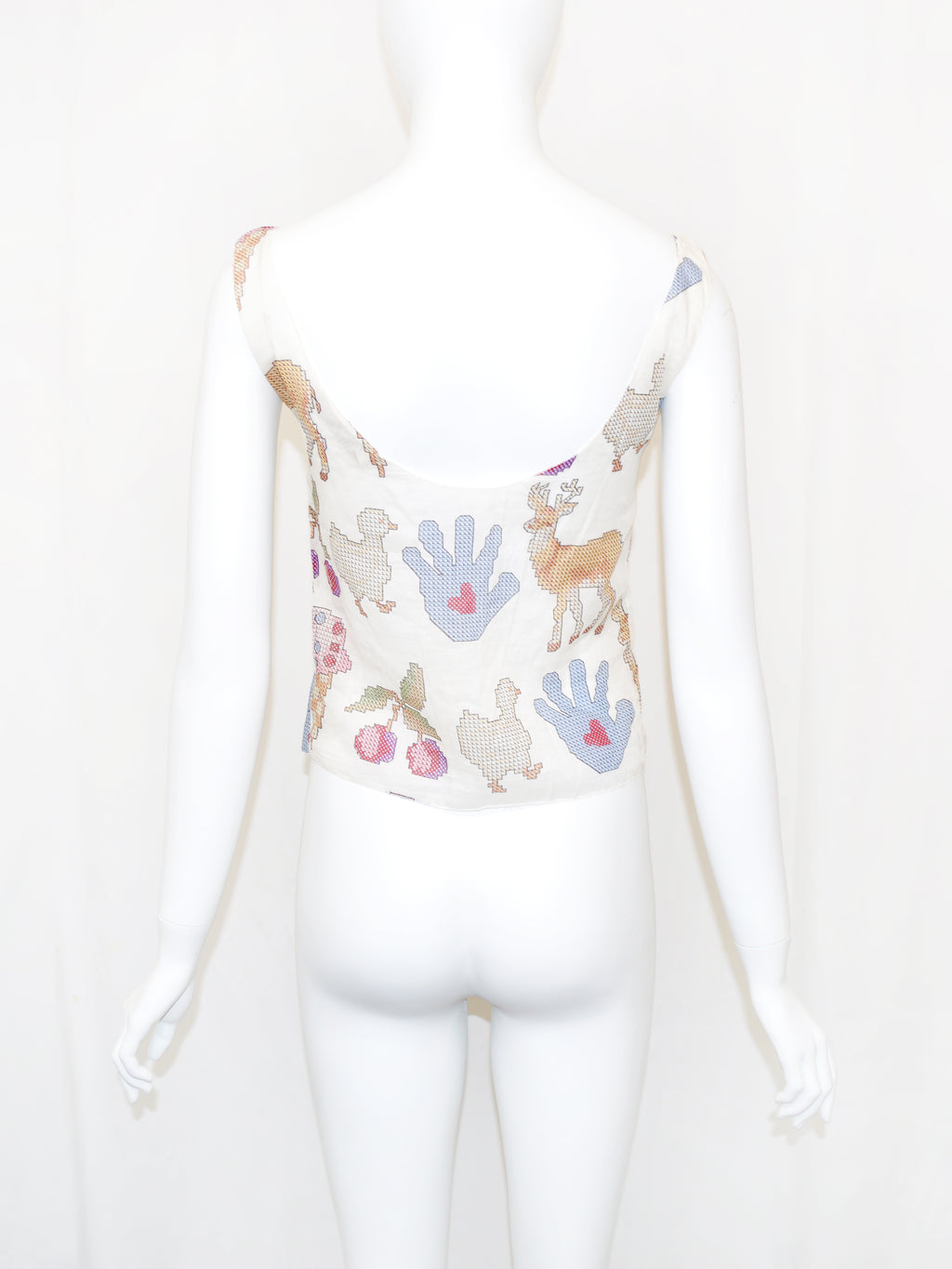 MIU MIU SS 1998 Lace Up Childhood Print Top
